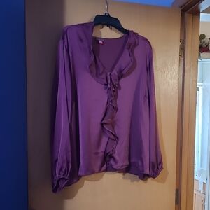 Vince Camuto Plum Ruffle Blouse